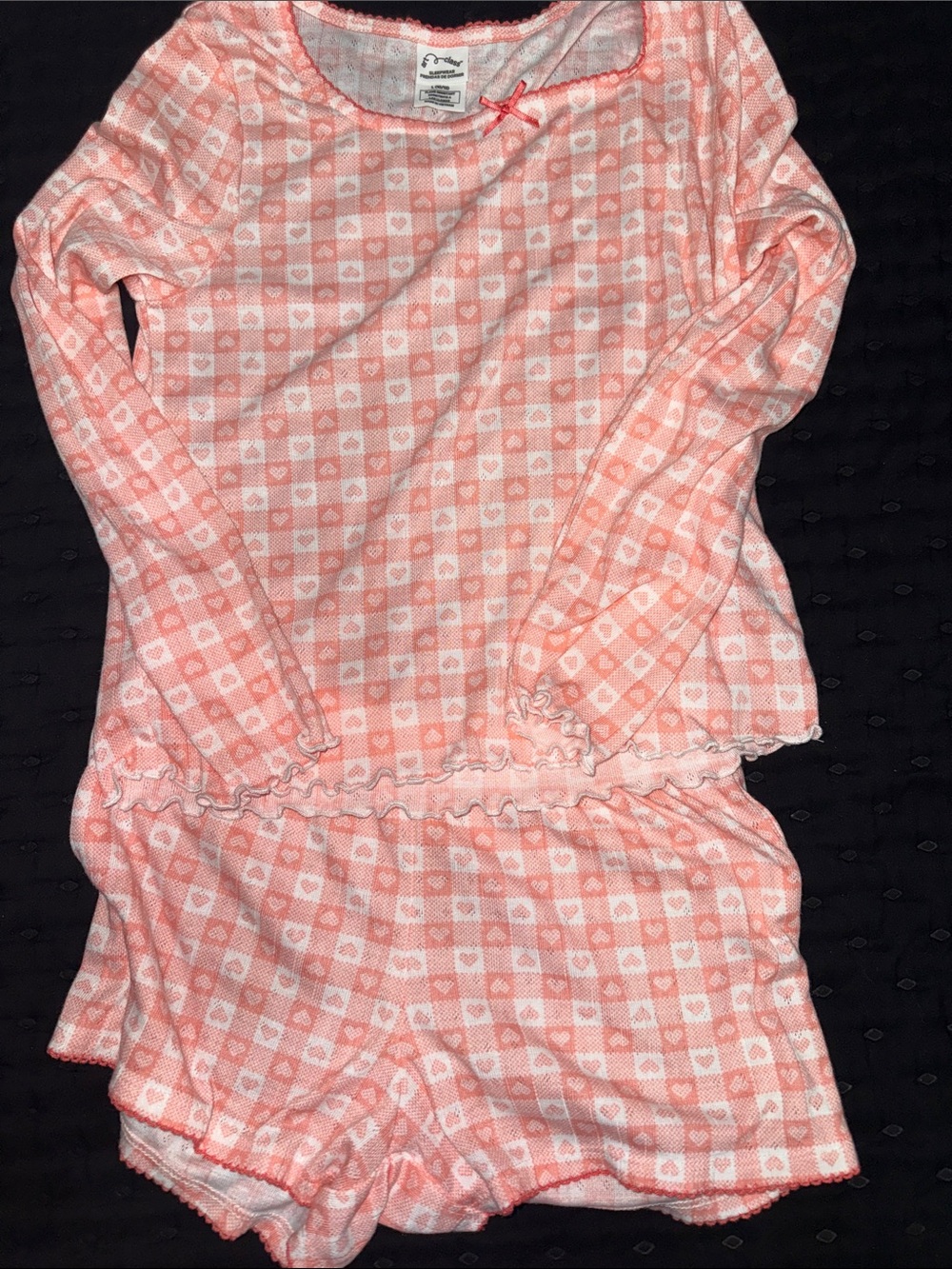 art class Pink Gingham Heart Long-Sleeve Pajama Set